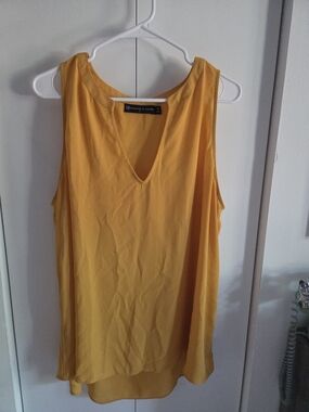 Yellow Plus-Size V-Neck Sleeveless Blouse
